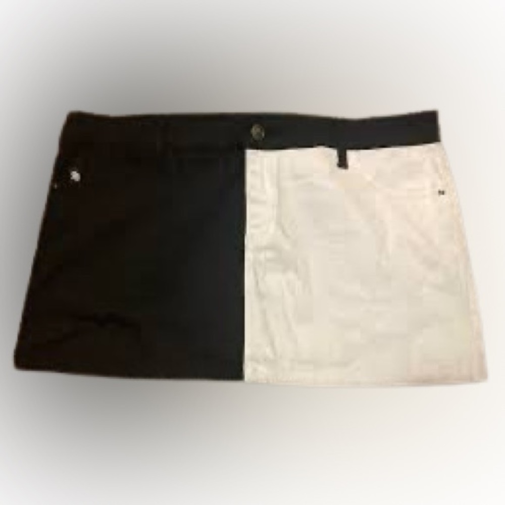 Royal Bones Colorblock Denim Mini Skirt
